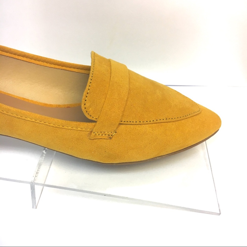 Faux Suede Pointed Toe Loafers in Sungold Yellow - Picture 4 of 8